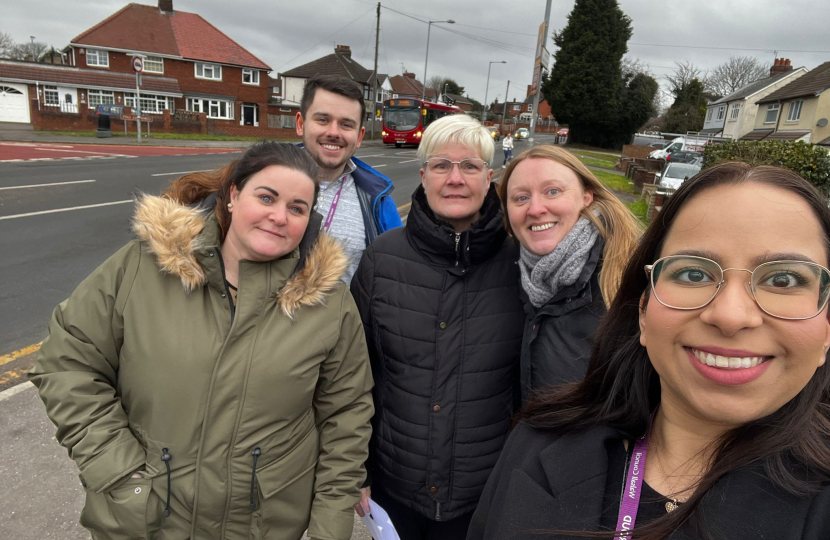 Cllr Josh Whitehouse, Cllr Amandeep Garcha and Cllr Sarah Jane Cooper with residents 