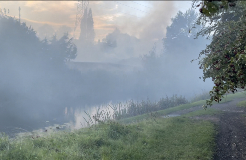 The smoke rising from Wood Lane Cottage