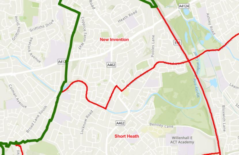 The Boundary Commission first proposal for New Invention and Short Heath wards