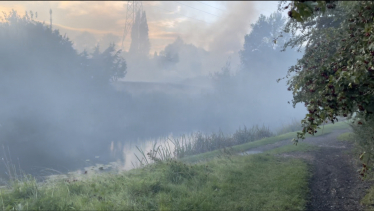 The smoke rising from Wood Lane Cottage